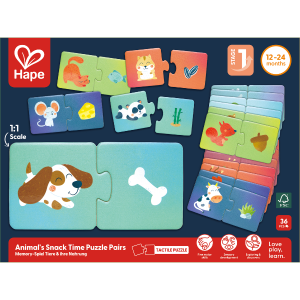 Puzzle joc „Potrivește perechea – Ora gustării animalelor"