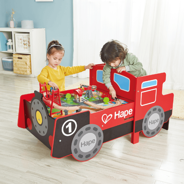 Masă de joc „Locomotivă” cu cale ferată din lemn