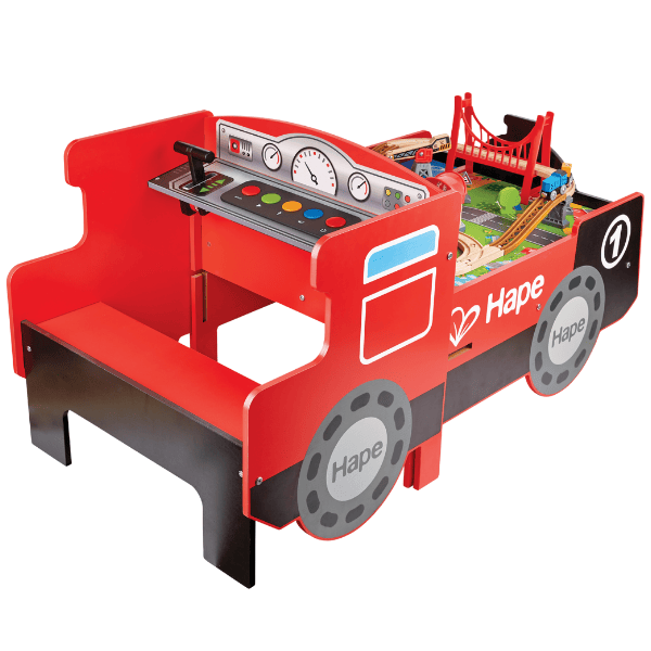 Masă de joc „Locomotivă” cu cale ferată din lemn