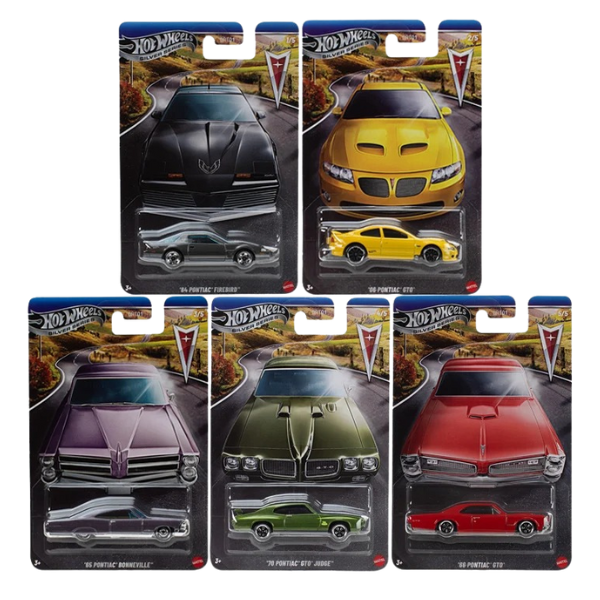 1:64 Hot Wheels Set de mașinuțe colecționabile – Pontiac 100 ani, (as.)