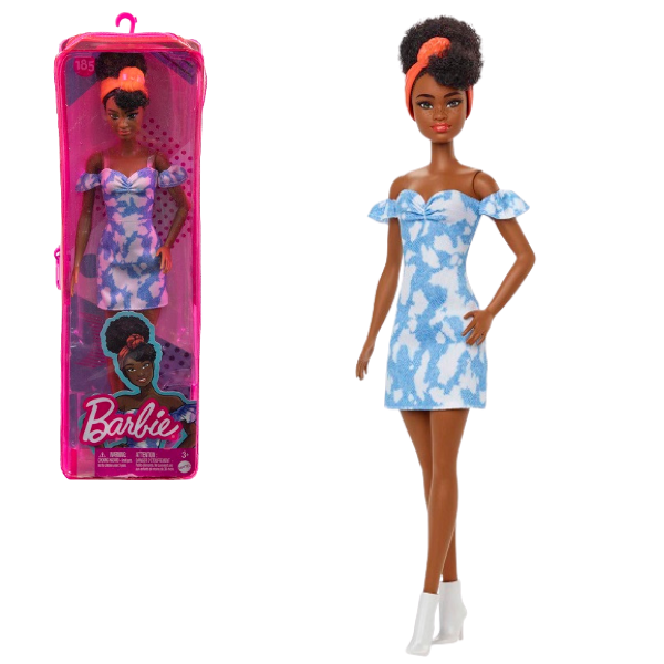 Păpușa Barbie "Fashionista" în rochie albastră