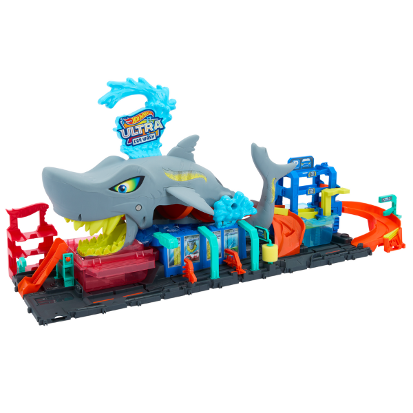 Hot Wheels City Ultra Shark Car Wash Track