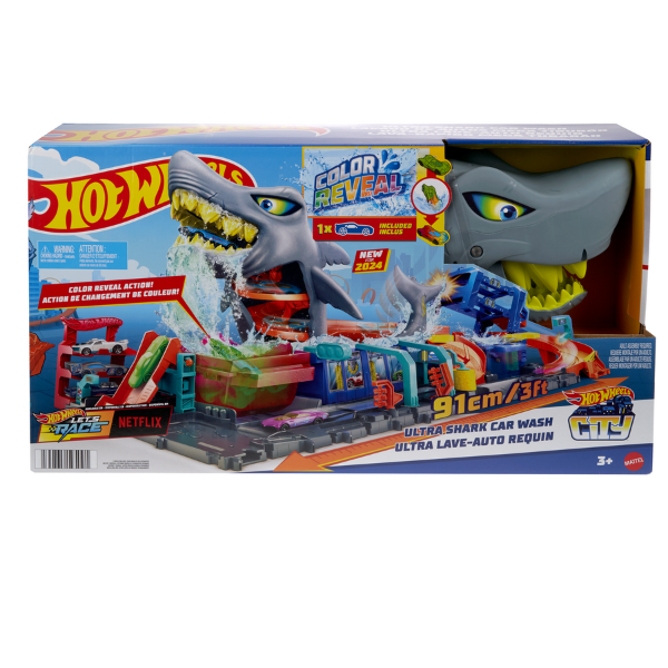 Hot Wheels City Ultra Shark Car Wash Track