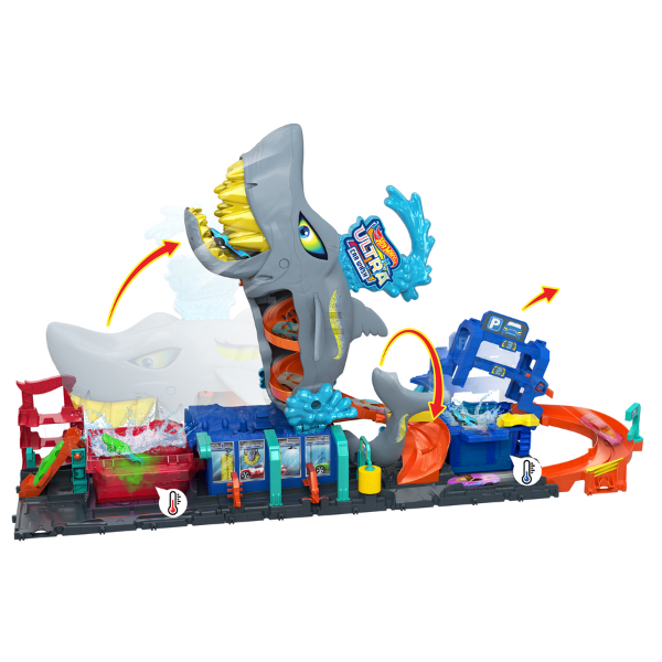 Hot Wheels City Ultra Shark Car Wash Track