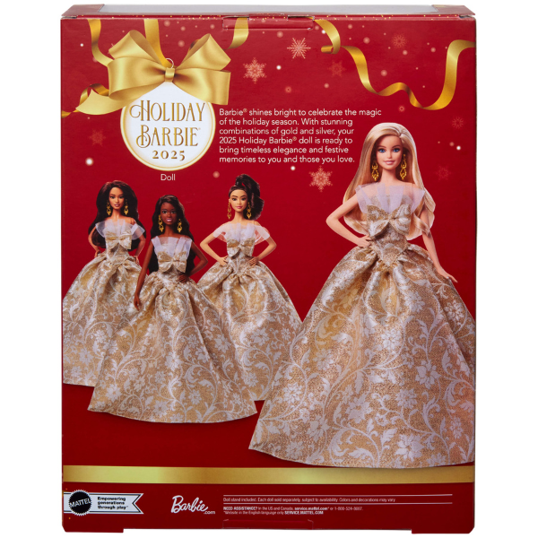 Păpușa de colecție Barbie Holiday 2025, blondă