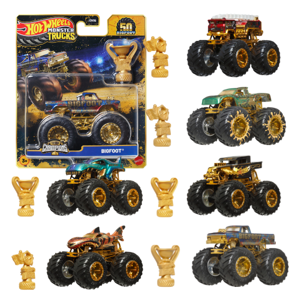 1:64 Hot Wheels Monster Trucks – BIGFOOT (ediție aniversară), as.