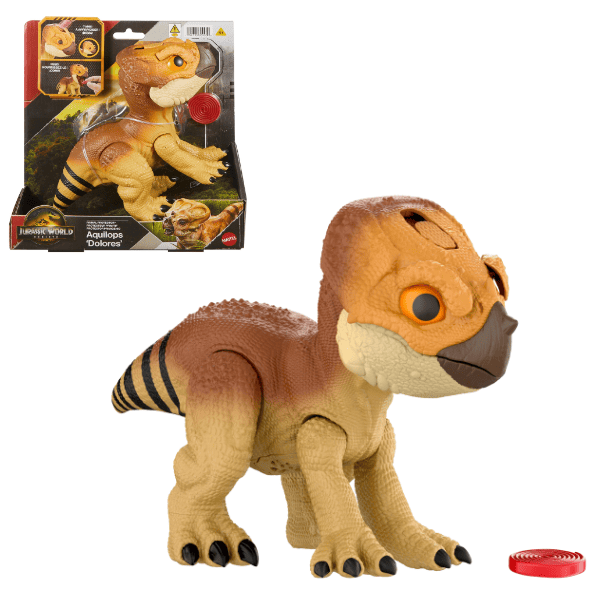 Figurină interactivă de dinozaur "Jurassic World: Aquilops Dolores"