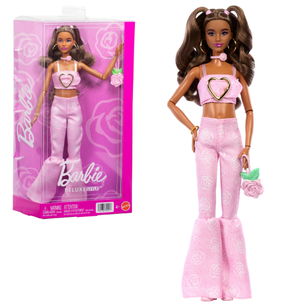 Кукла Barbie "Модница в розовом джинсовом топе и расклешённых джинсах"