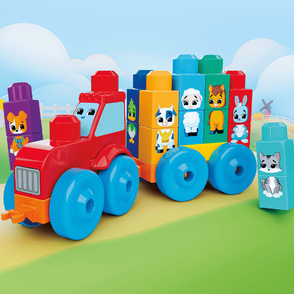 Set de construcție educativ „Tractor cu animale” pentru copii mici