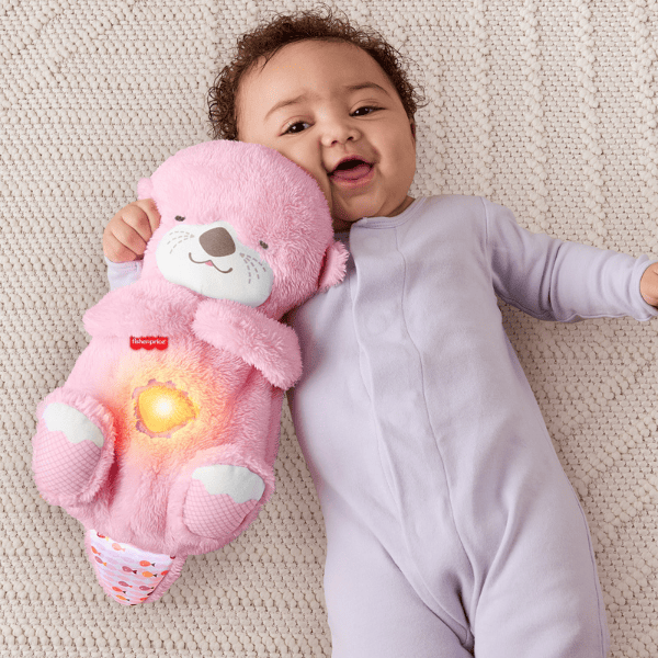 Jucărie de pluș „Vidră” de la Fisher-Price, cu lumină și sunet, roz
