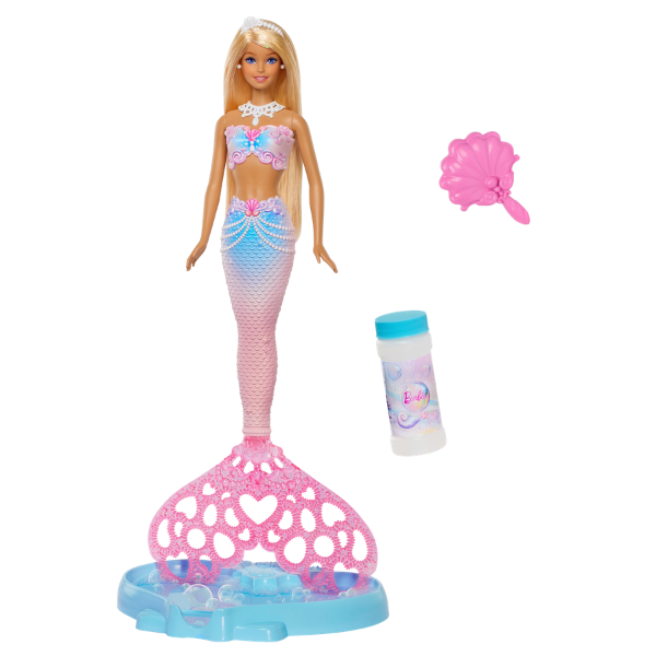 Păpușă Barbie "Sirenă strălucitoare”, cu funcție de făcut baloane de săpun