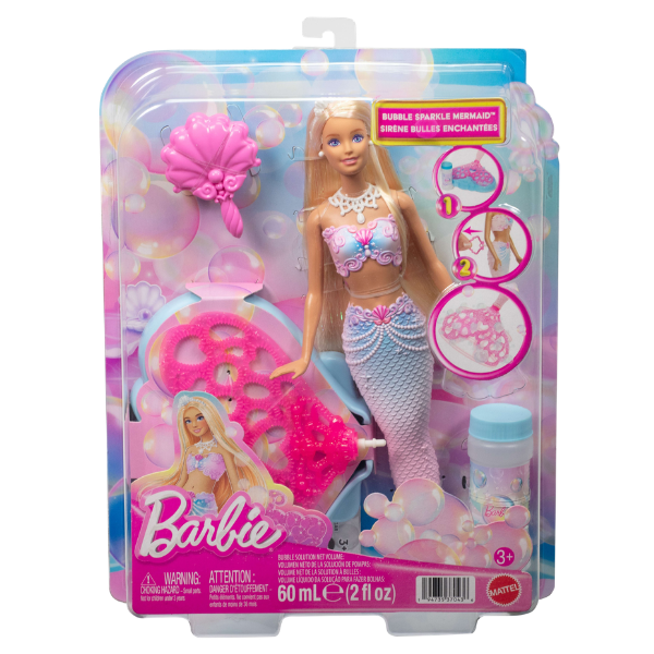 Păpușă Barbie "Sirenă strălucitoare”, cu funcție de făcut baloane de săpun
