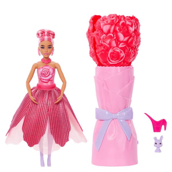 Păpușa Barbie Petal Pop cu aromă de trandafir roșu