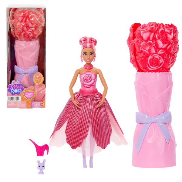 Păpușa Barbie Petal Pop cu aromă de trandafir roșu