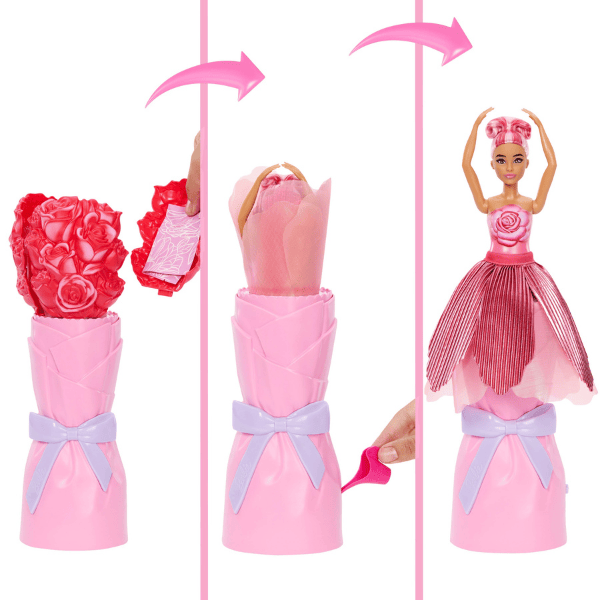 Păpușa Barbie Petal Pop cu aromă de trandafir roșu