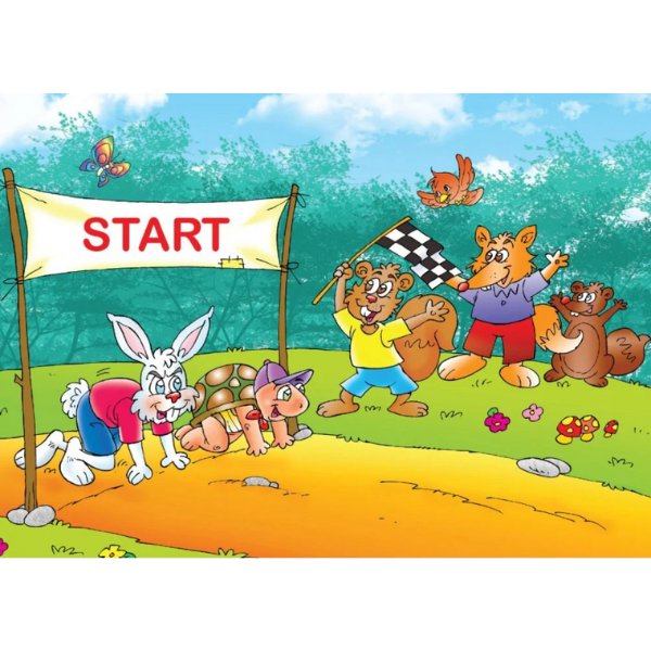Puzzle cu povești – Iepurele și broasca țestoasă, 100 elem.