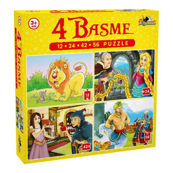 Puzzle 4 basme  (12, 24, 42, 56 piese), (ro)