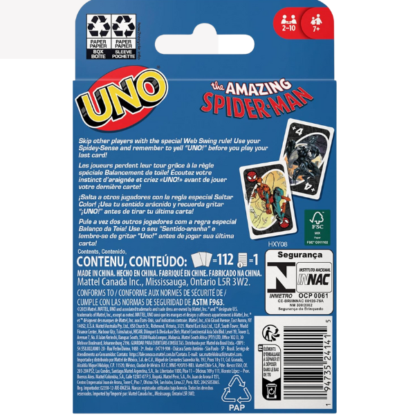 Карточная игра UNO "Человек-Паук"
