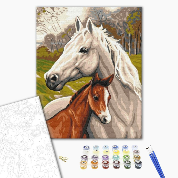 Картина по номерам 30*40 см (без упаковки) - Семья лошадей