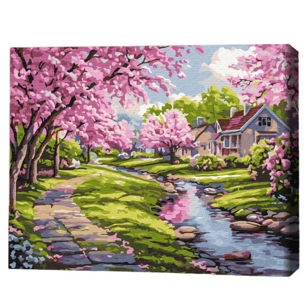 Картина по номерам 30*40 см (без упаковки) - Сакура возле дома