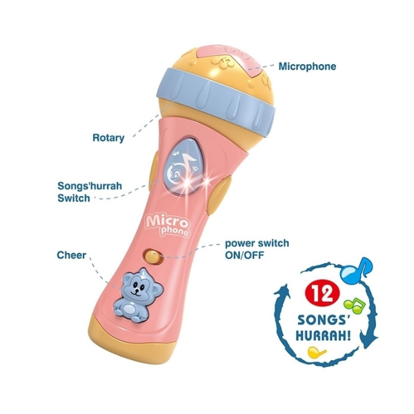 Microfon pentru copii cu muzică și lumină – 12 melodii