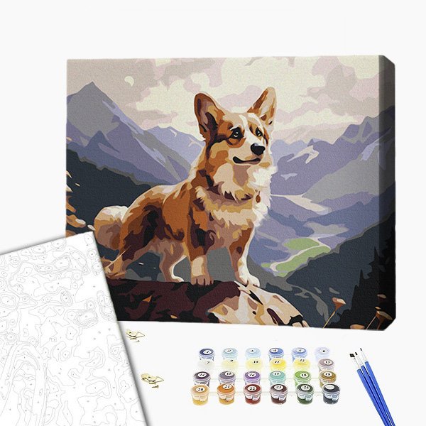 Pictură pe numere 30*40 сm (fără cutie) – Corgi curajos