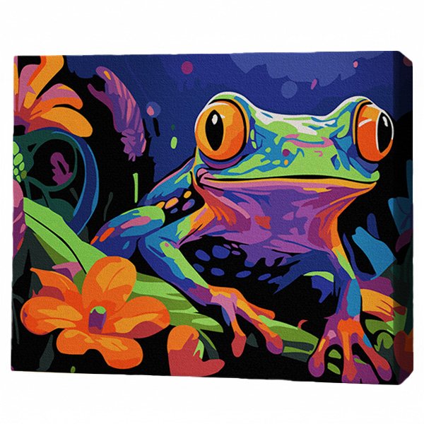 Pictură pe numere 30*40 сm (pânză neagră/fără cutie) – Privirea junglei