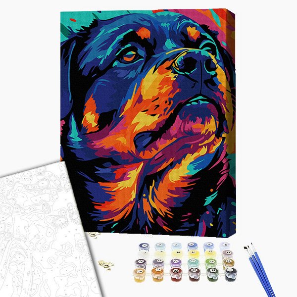 Pictură pe numere 30*40 сm (pânză neagră/fără cutie) – Prieten loial