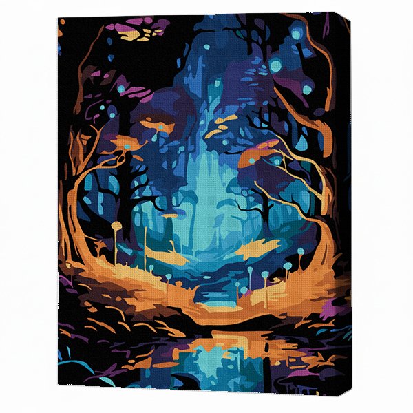 Pictură pe numere 30*40 сm (pânză neagră/fără cutie) – Magia pădurii nocturne