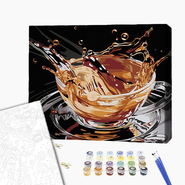 Pictură pe numere 30*40 сm (pânză neagră/fără cutie) – Strop de cafea