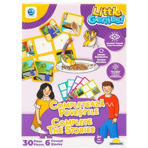 Joc de logică ”Completează poveștile”, (ro), galben-mov