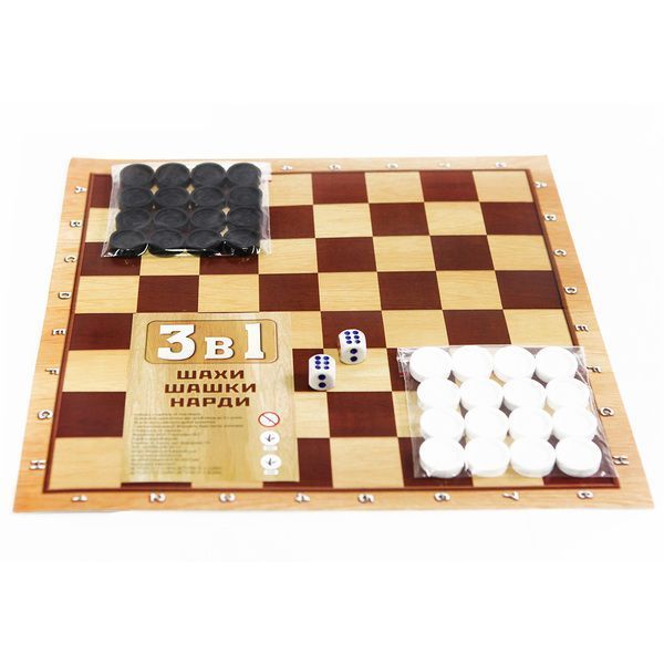 Настольная игра 3в1- шахматы, шашки, нарды (в коробке)
