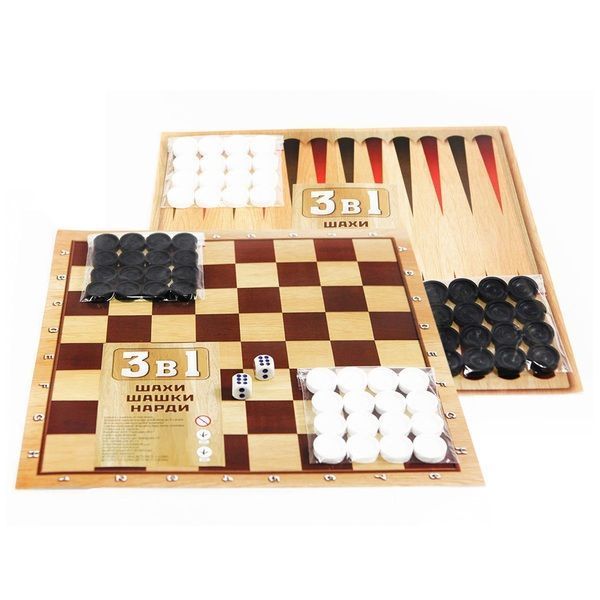 Настольная игра 3в1- шахматы, шашки, нарды
