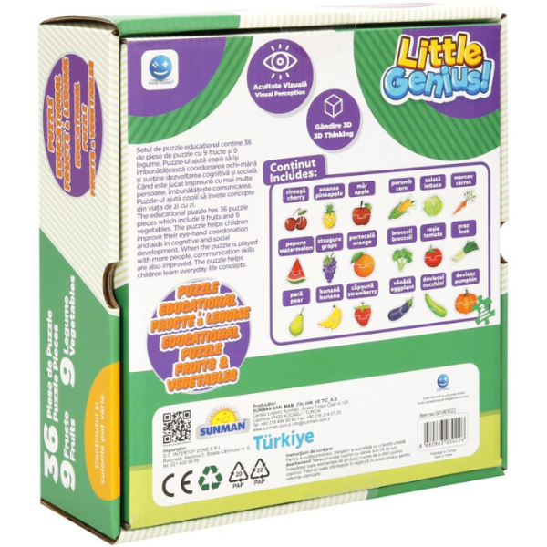 Puzzle ”Fructe și legume”, 36 elem.