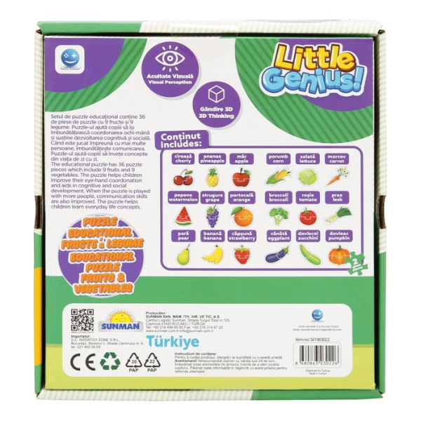 Puzzle ”Fructe și legume”, 36 elem.