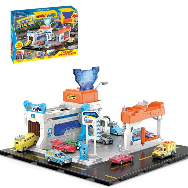 Set de joacă „Spălătorie auto cu centru de service”