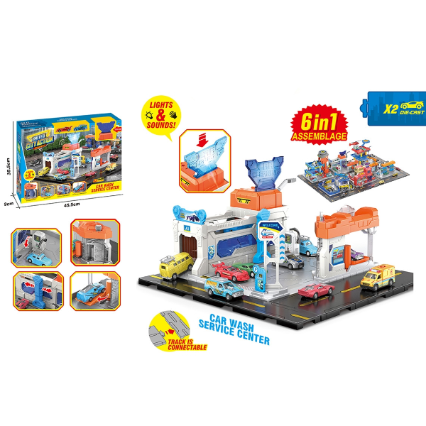 Set de joacă „Spălătorie auto cu centru de service”