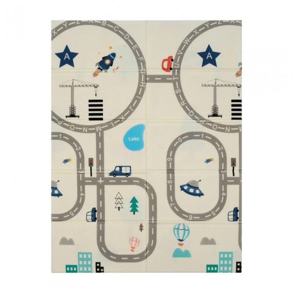 Covoras educativ cu 2 fete din spumă (trafic rutier), 180 x 120 x 1 cm