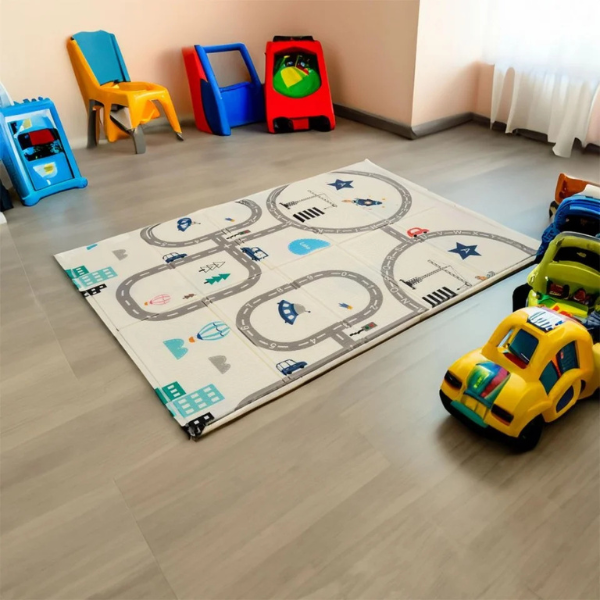 Covoras educativ cu 2 fete din spumă (trafic rutier), 180 x 120 x 1 cm