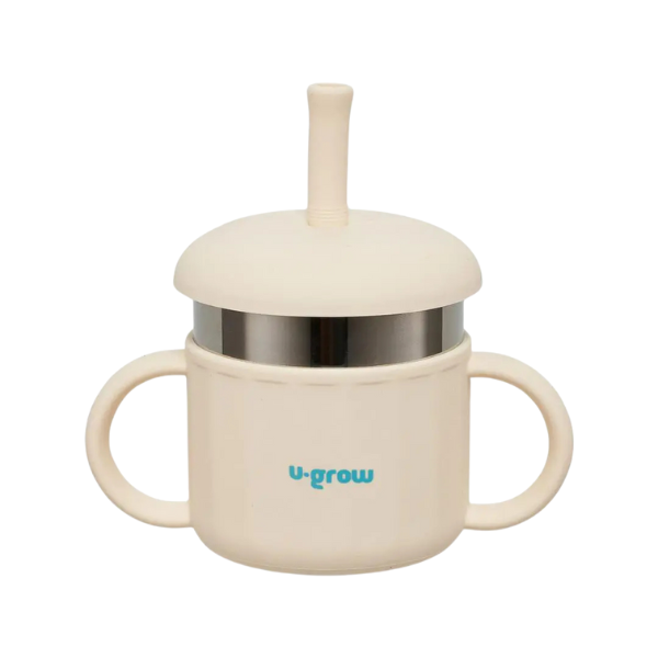 Cană din silicon cu pai și interior din inox, 220 ml