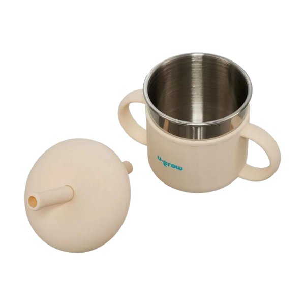 Cană din silicon cu pai și interior din inox, 220 ml