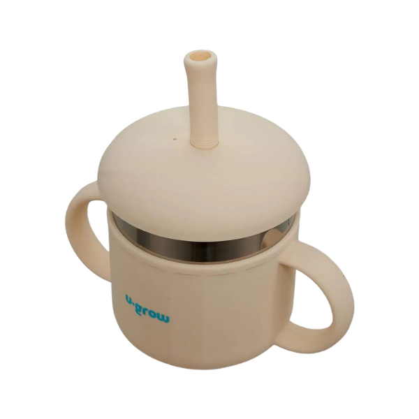 Cană din silicon cu pai și interior din inox, 220 ml