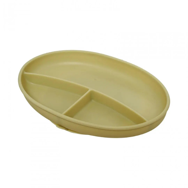 Set diversificare 5 piese din silicon: bavetă, bol, farfurie, linguriță și furculiță, Olive