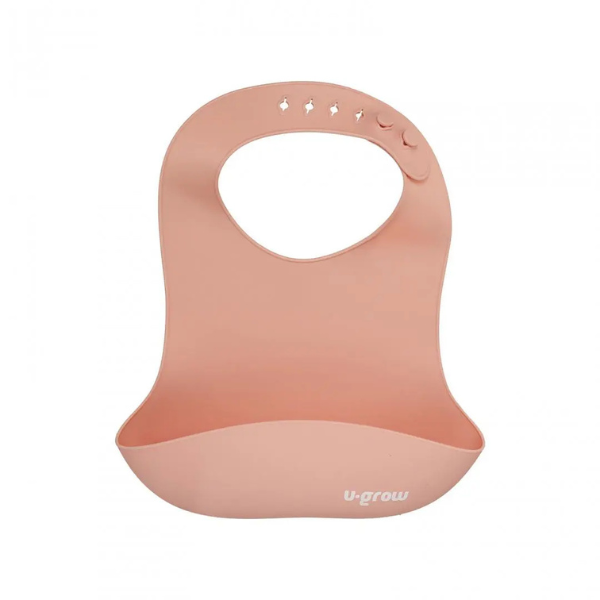 Set diversificare 5 piese din silicon: bavetă, bol, farfurie, linguriță și furculiță, roz