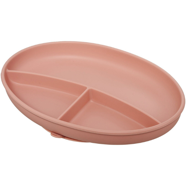 Set farfurie cu linguriță și furculiță din silicon, roz