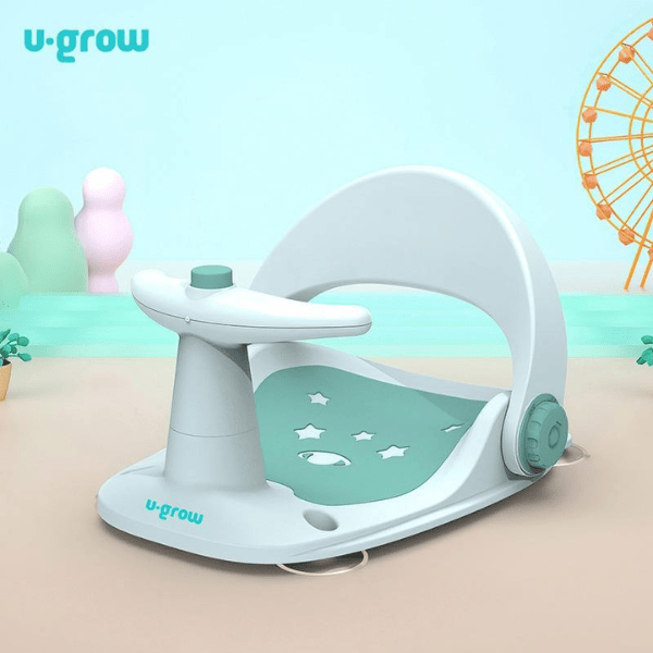Scaun de baie pentru bebeluși U-Grow cu ghidon și spătar reglabil, verde