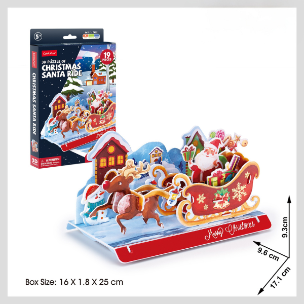 3D puzzle "Sania lui Moș Crăciun", 19 elem.