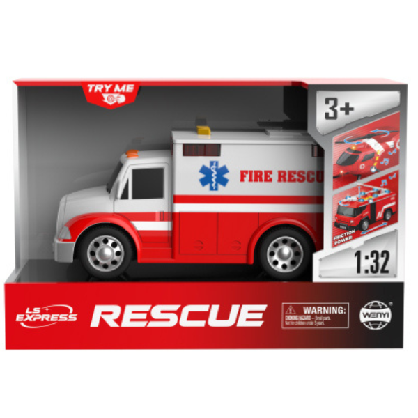 1:32 Mașină "Ambulanță" cu fricțiune (lumini /sunete)