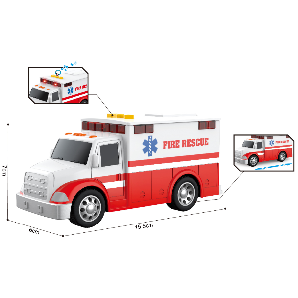 1:32 Mașină "Ambulanță" cu fricțiune (lumini /sunete)