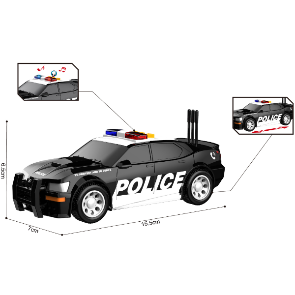 1:32 Mașină de poliție cu fricțiune (lumini /sunete)